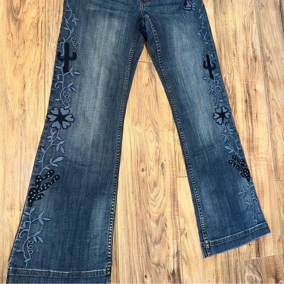 Stetson Embroidered Cactus 🌵 & Flower Denim Trousers Size: 8 x 32 - Picture 1 of 8